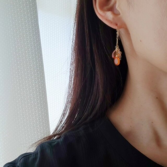 【14kgf 】カーネリアン×ラブラドライト＊情熱と直感のお守りピアス イヤリング変更可