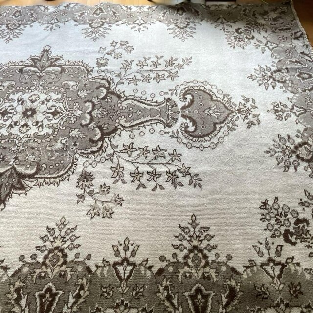 超大判177×260グレージュ×クリーム メダリオン トルコヴィンテージラグ