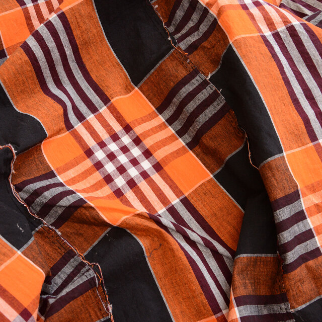 古布 格子木綿の布団皮 ジャパンヴィンテージ 約165×173cm リメイクやインテリアにおすすめ