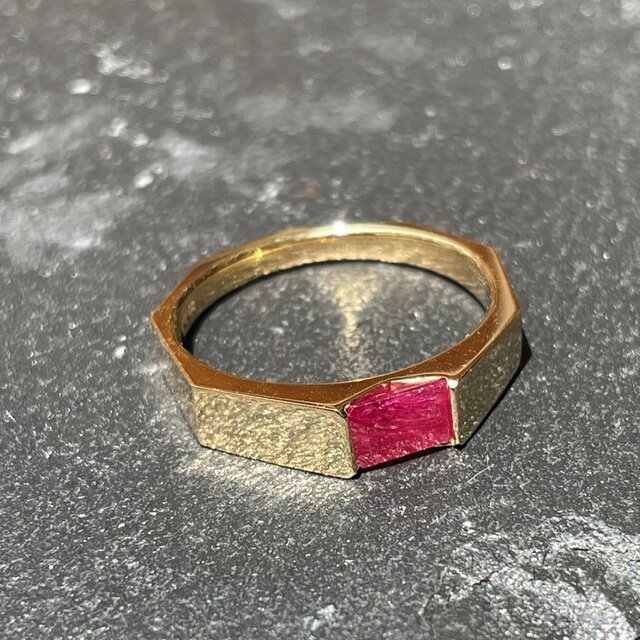 ルビー 0.61ct オクタゴンカット カット印台 シルバーSV925リング