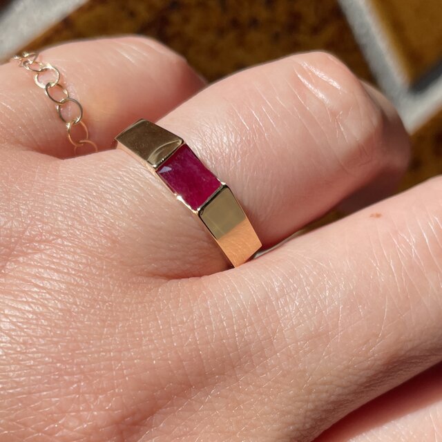 ルビー 0.61ct オクタゴンカット カット印台 シルバーSV925リング