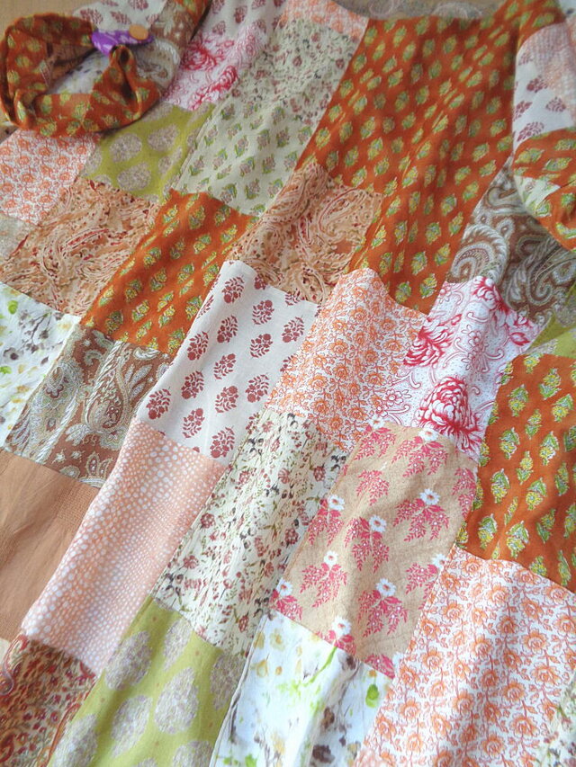 sold 絵画なパッチワーク♥南仏プロヴァンス風♥ドレープワンピース