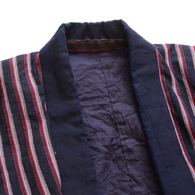 古布リメイク縞木綿のジャケット（L） 古布リメイク縞木綿のジャケット（L）