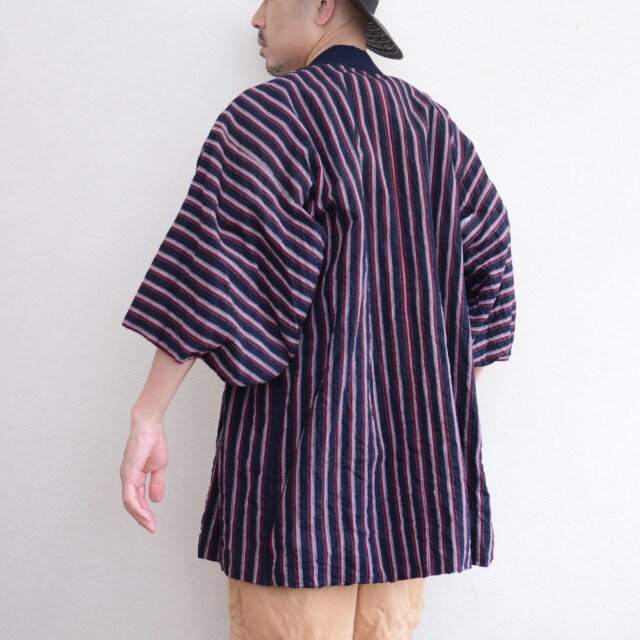 古布リメイク縞木綿のジャケット（L） 古布リメイク縞木綿のジャケット（L）