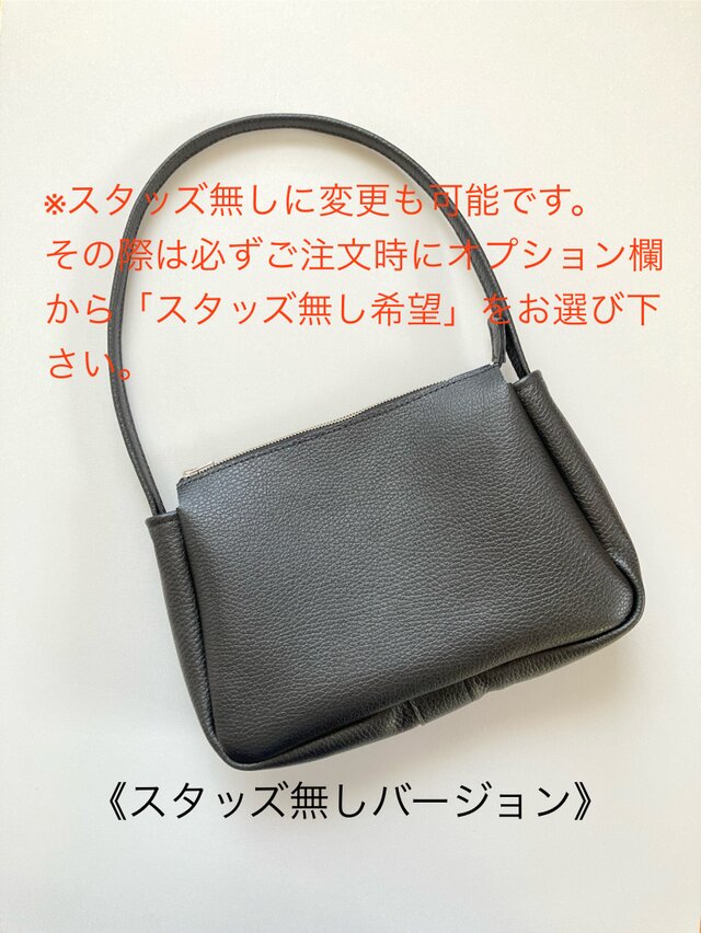 一粒スタッズのコンパクトハンドバッグ＊イタリアンレザー シュリンク