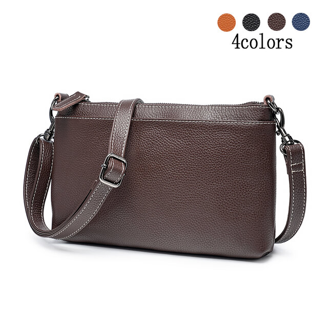 イタリアンレザー サコッシュ  レディース 斜めがけ 軽量  ミニショルダー　ダークブラウン　W03