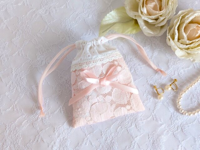 可愛いレースのミニ巾着（ピンク） | iichi 日々の暮らしを心地よく