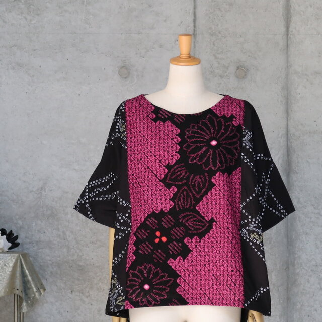 着物リメイク　ブラウス　チュニック　ハンドメイド　フリーサイズ　新品　反物 KR-251 着物 リメイク チュニック トップス ブラウス チュニック