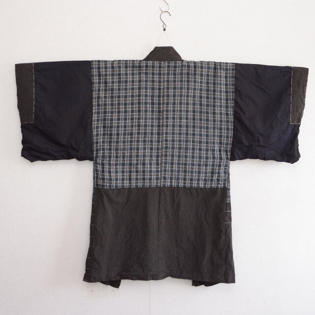 羽織 木綿 縞模様 ジャパンヴィンテージ 裏地クレイジーパターン