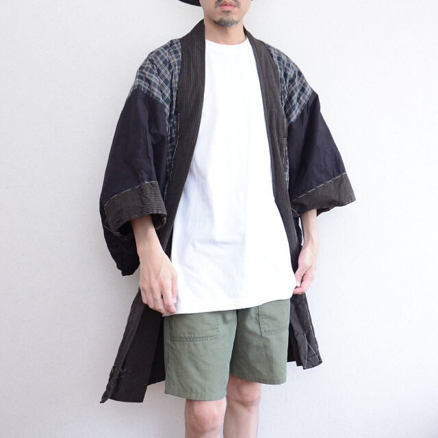 ビンテージ　ヴィンテージ　リバーシブル ジャケット　昭和レトロ　羽織り　古着 羽織 木綿 縞模様 ジャパンヴィンテージ 裏地クレイジーパターン