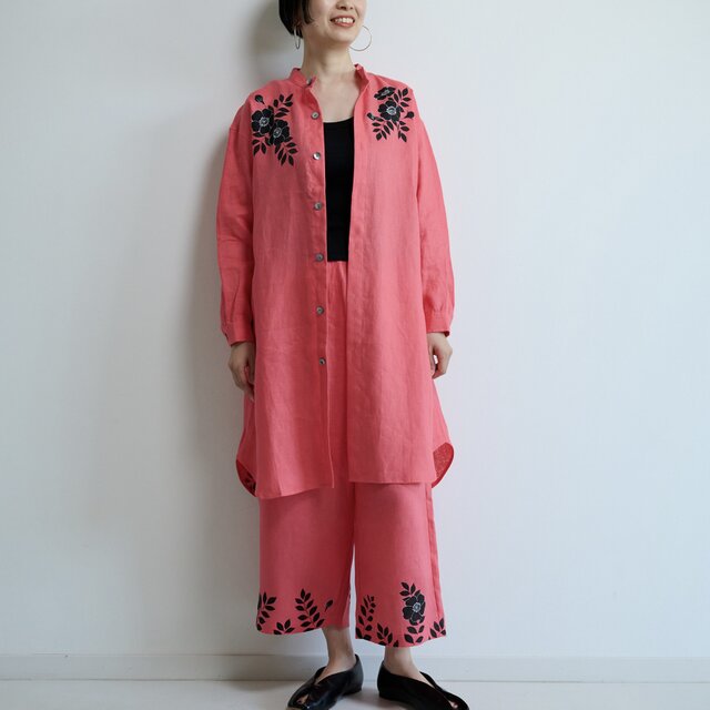 リネンチュニックシャツ　野ばら