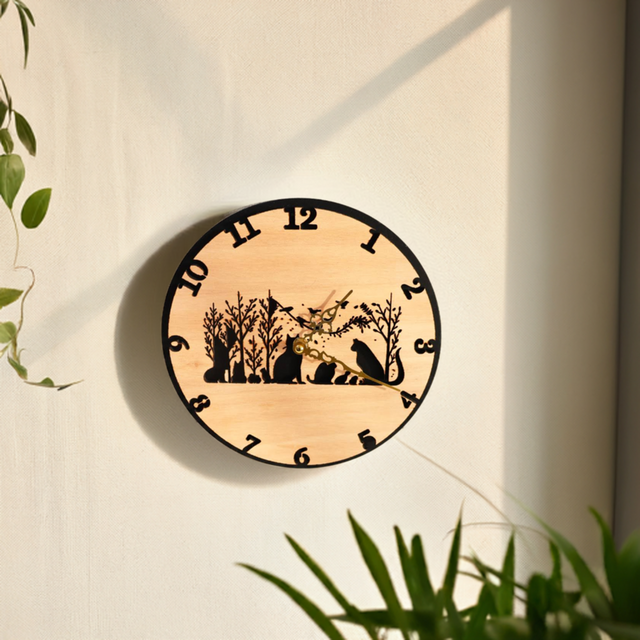 月夜の景色　MokuLab.　壁掛け時計　木製時計