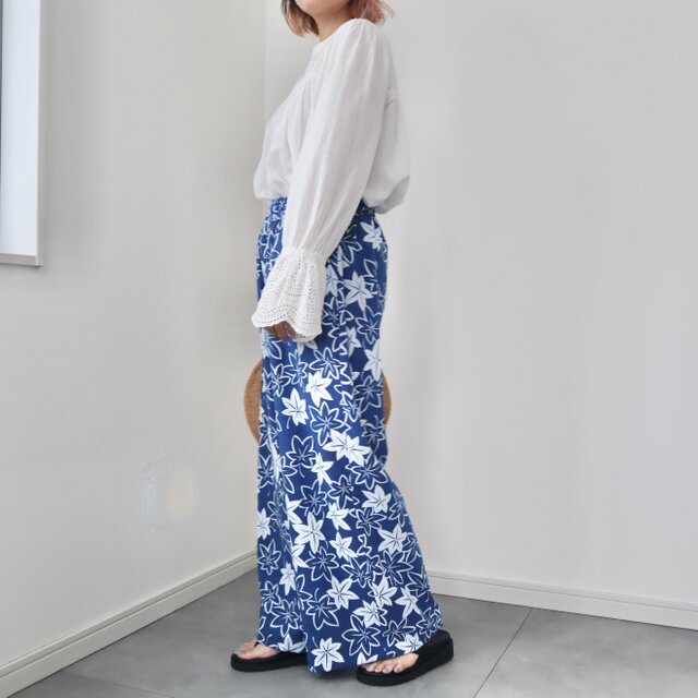 浴衣のワイドパンツ（もみじ・L）