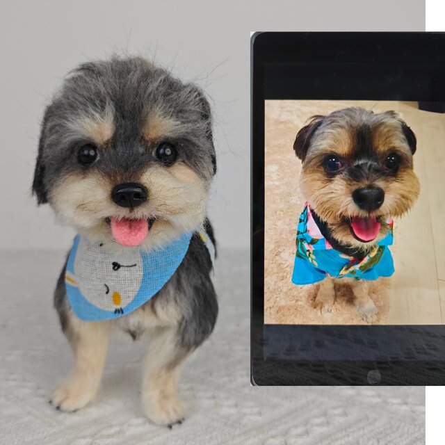 【オーダーメイド ペット】 羊毛 フェルト 犬 オーダー ペット 人形 シュナウザー うちの子、ペット似顔絵、犬 猫 人形