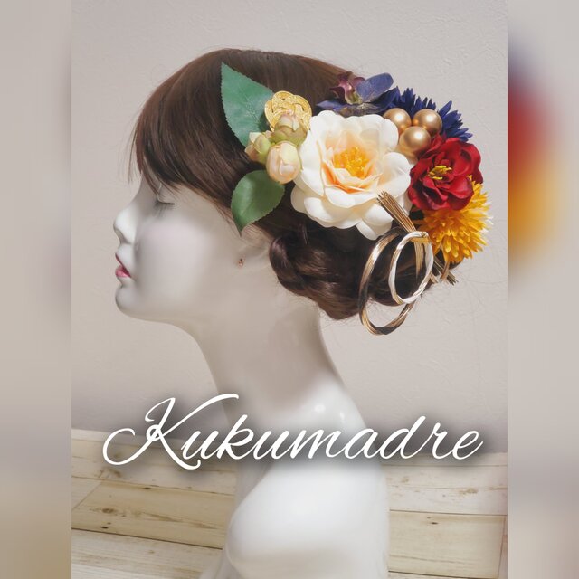 花雅 白椿と赤椿の髪飾り13点set No869 ゴールド水引飾り入 | iichi