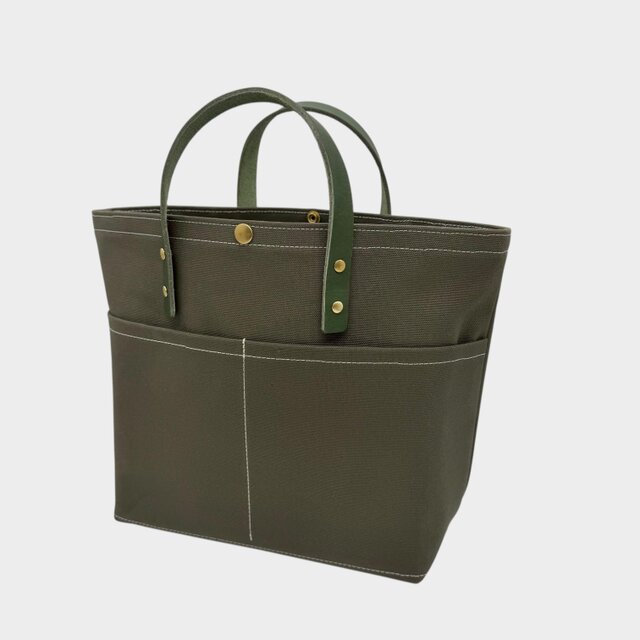 レザーハンドルが選べるキャンバストートバッグM（ハンドメイド／セミ