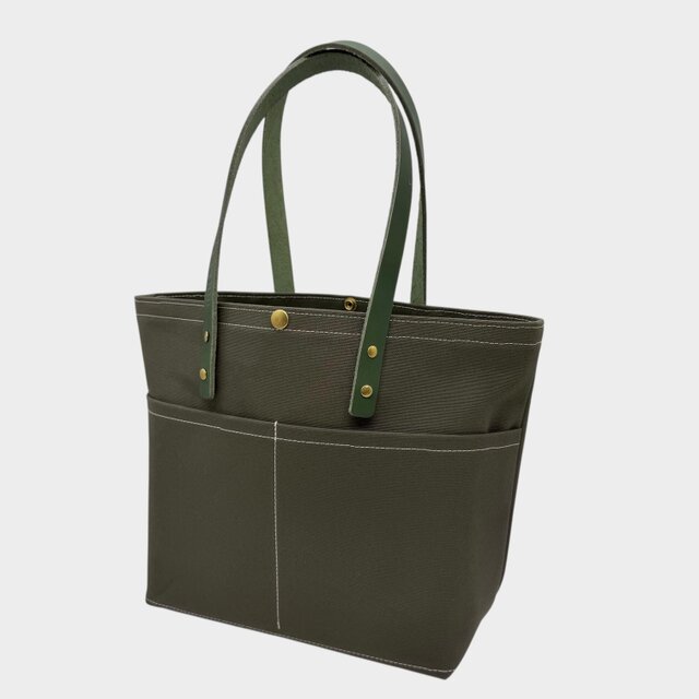 レザーハンドルが選べるキャンバストートバッグM（ハンドメイド／セミ