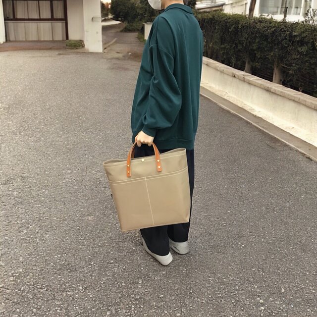 レザーハンドルが選べる帆布トートバッグL | iichi 日々の暮らし