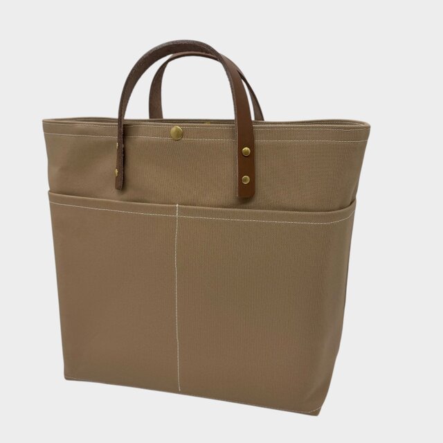 レザーハンドルが選べるキャンバストートバッグL（ハンドメイド／セミ