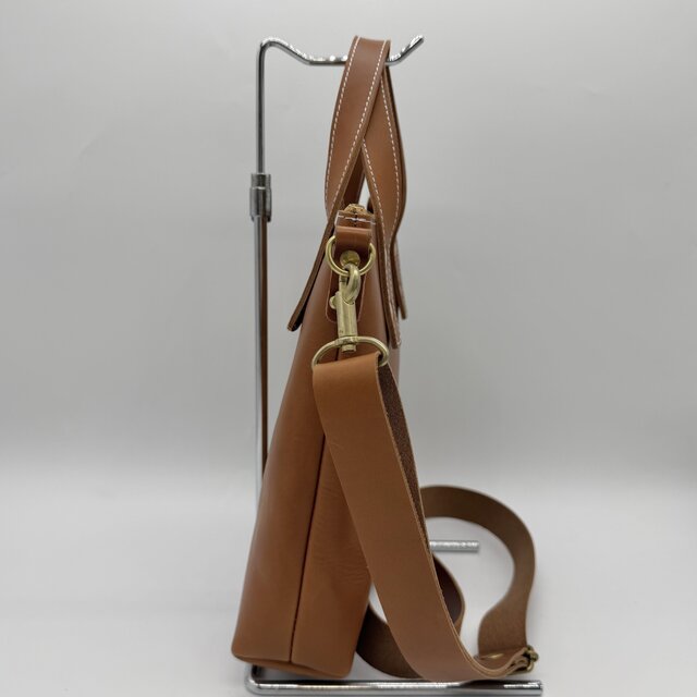 レザー2way縦長ショルダーバッグ（ハンドメイド／2WAY／ファスナー付