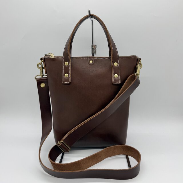 ハンドメイド⭐︎ショルダーバッグ レザー2way縦長ショルダーバッグ（ハンドメイド／2WAY／ファスナー付