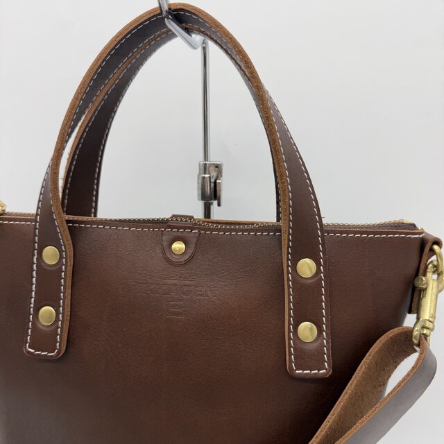 レザー2way縦長ショルダーバッグ（ハンドメイド／2WAY／ファスナー付