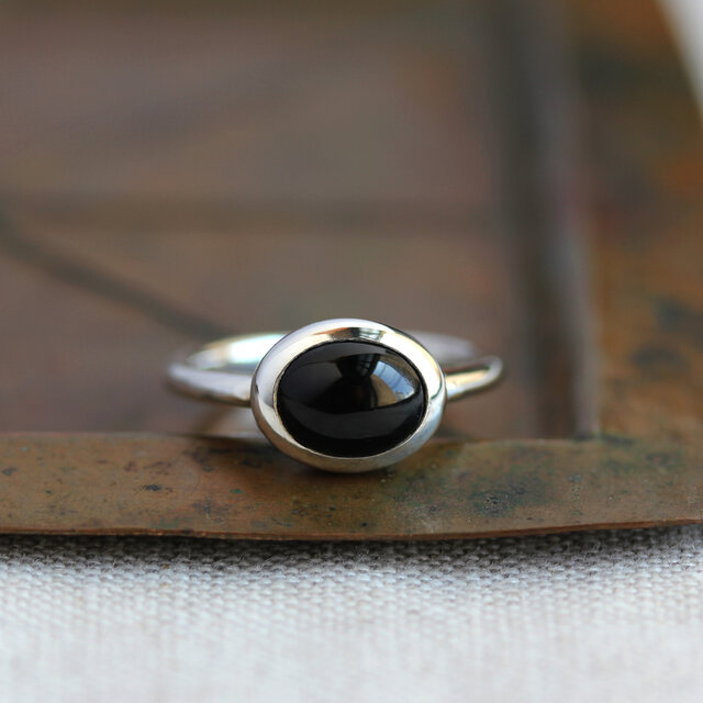 【SALE✴︎】オニキス　リング Black Onyx Japanese Koi Silver Gothic Ring - Bikerringshop