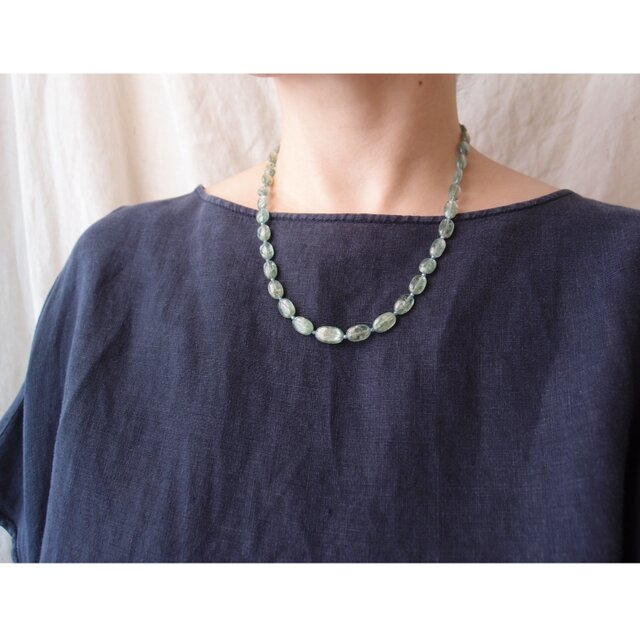Green Kyanite × Zirconia Necklace／グリーンカイヤナイト×ジルコニア ネックレス