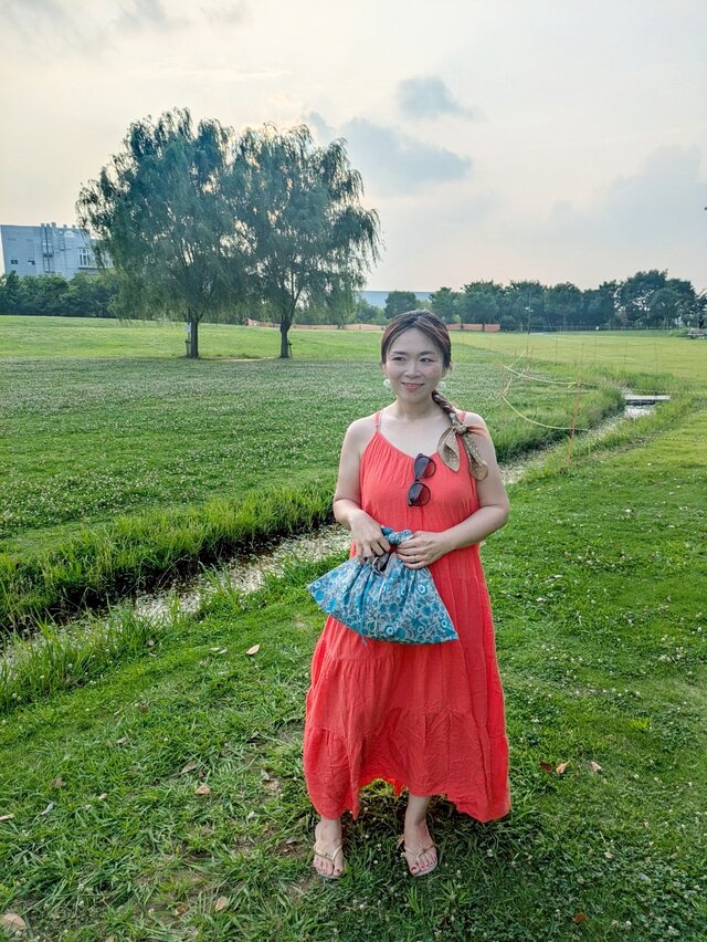 リバーシブルあずま袋 ターコイズ×グレー 花柄 〈あずま袋・ブロックプリント〉