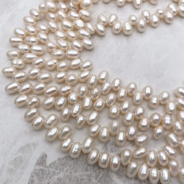 淡水パール 真珠 ライス クレオ穴 4mm 5mm 7mm 小粒 雫 ドロップ ホワイト系 6個 tp0003