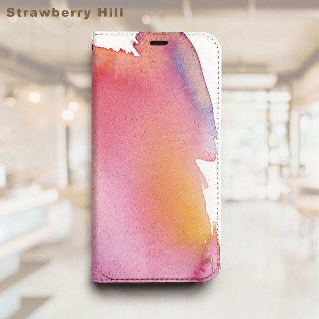 水彩 抽象 ベルトなし 帯なし ベルトレス 手帳型 iPhone スマホ ケース カバー