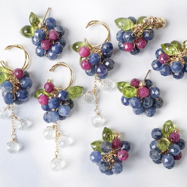 ブルーベリー」ネックレス サファイア ルビー ペリドット 誕生石