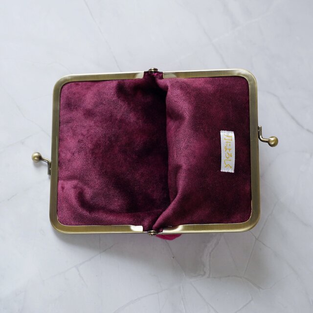 No.2】カードも入る ビーズ刺繍の小さながま口ポーチ・ピンク｜ギフト