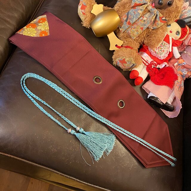 名古屋帯 リメイク サッシュベルト 飾り帯 和洋折衷 L〜LL対応 深紅に