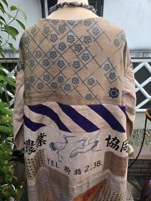 着物リメイク 手作り 柿渋染め 手ぬぐい パッチワーク