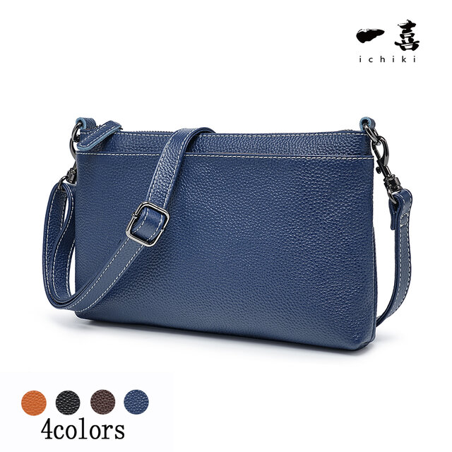 イタリアンレザー サコッシュ  レディース 斜めがけ 軽量  ミニショルダー　ネイビーブルー　W04