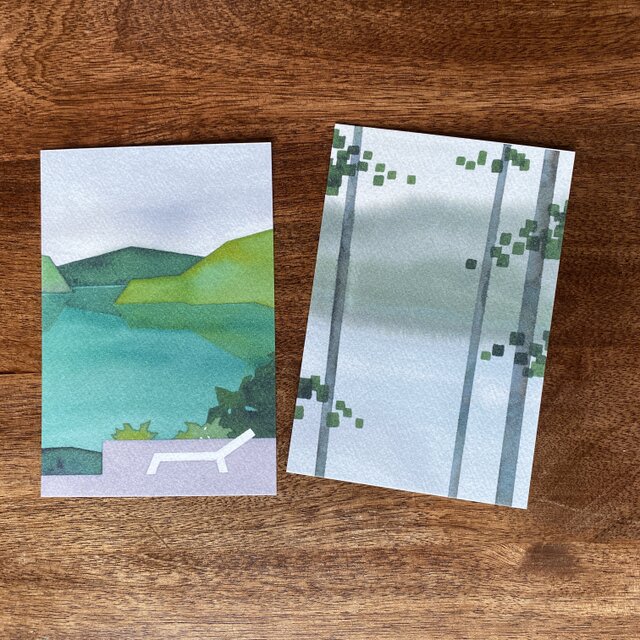 ゆる絵　ポストカード２枚組