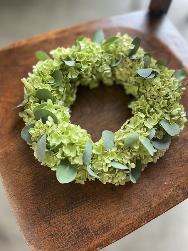 受注制作　ユーカリリース ♢受注制作フレッシュリース♢アナベルとユーカリ♬ | iichi