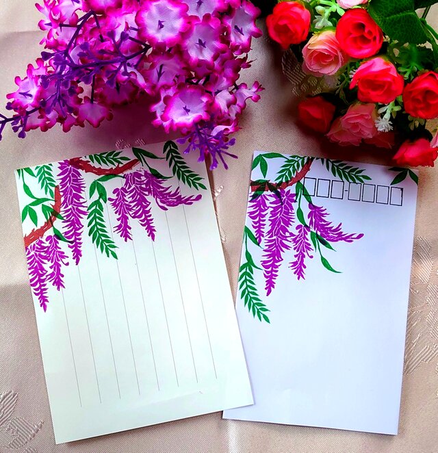 消しゴムはんこ「藤の花②」7個