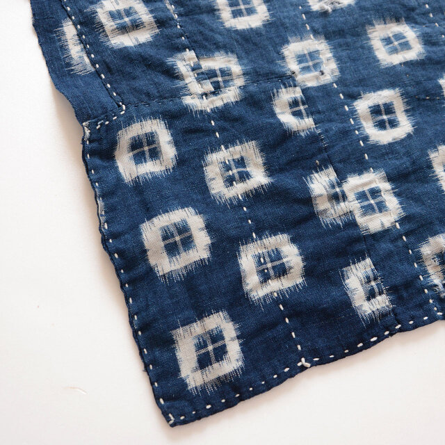 藍染絣の刺し子雑巾 古布 昭和中期 ジャパンヴィンテージ リメイク素材
