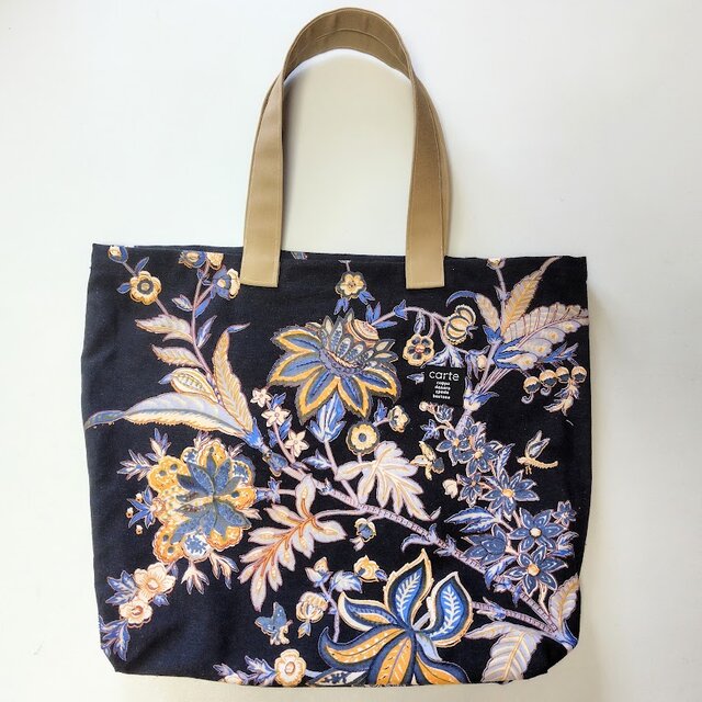 ★インド、本場ブロックプリント（手押し）のトートバッグ★大容量★裏地なし★