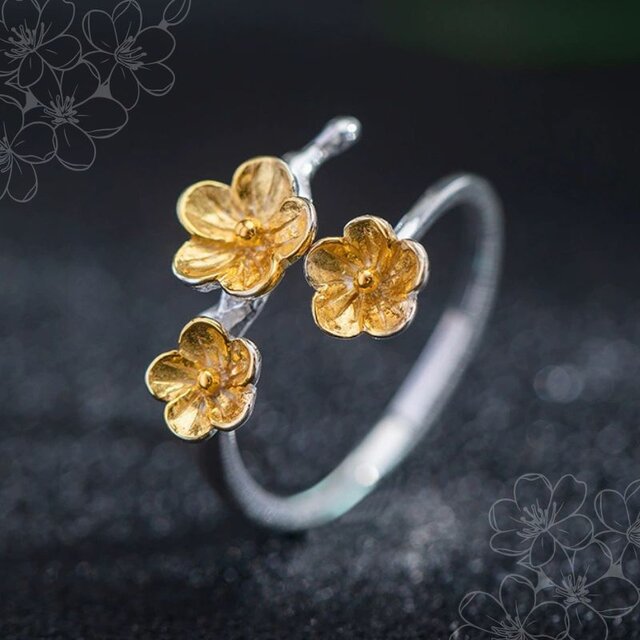 梅の花のリング - 四季の移ろいを指先で感じる　R362