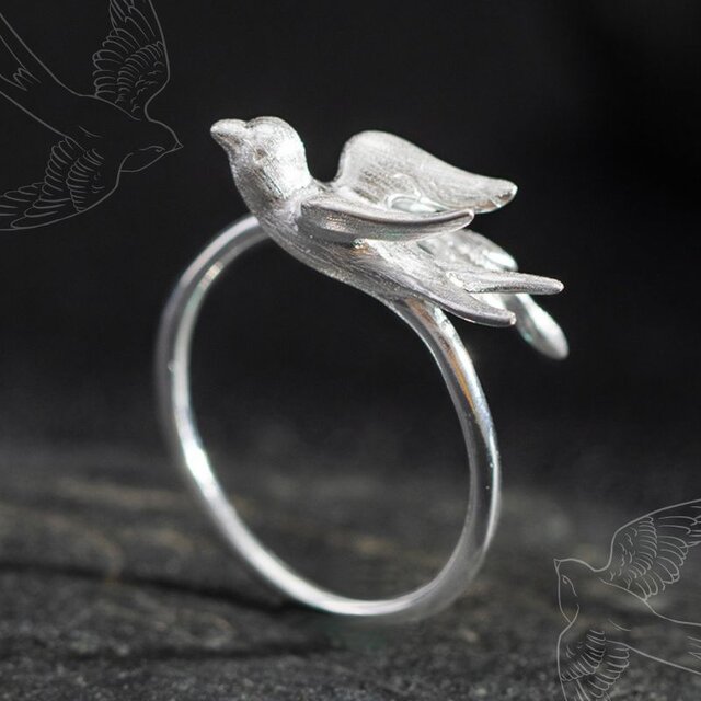 つばめのリング - 鳥の姿を見事に捉えたデザイン　R363