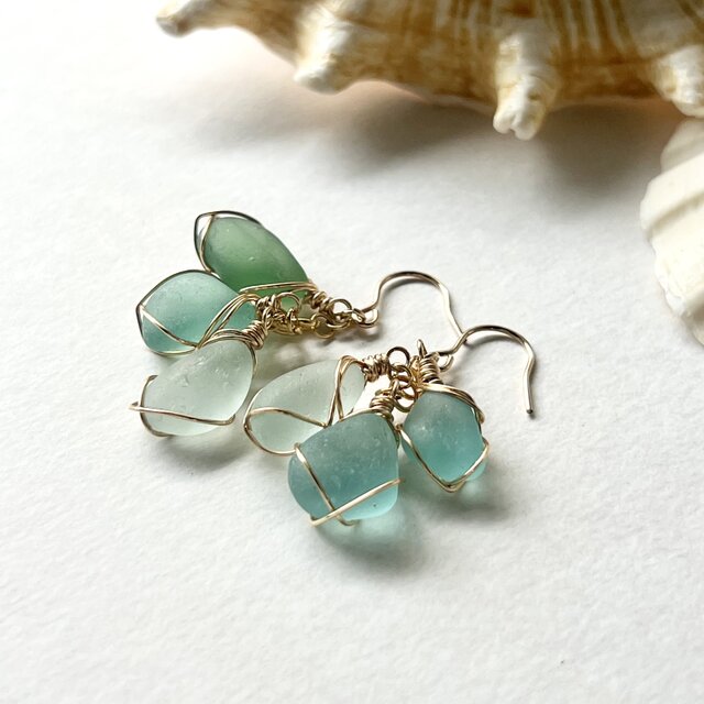 《14kgf》華やかなシーグラスアクセサリー