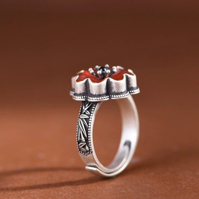 衣笠草の花のリング - 自然の美しさと伝統的な意匠が見事に融合　R364 衣笠草の花のリング - 自然の美しさと伝統的な意匠が見事に融合