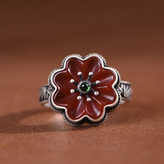 衣笠草の花のリング - 自然の美しさと伝統的な意匠が見事に融合　R364 衣笠草の花のリング - 自然の美しさと伝統的な意匠が見事に融合
