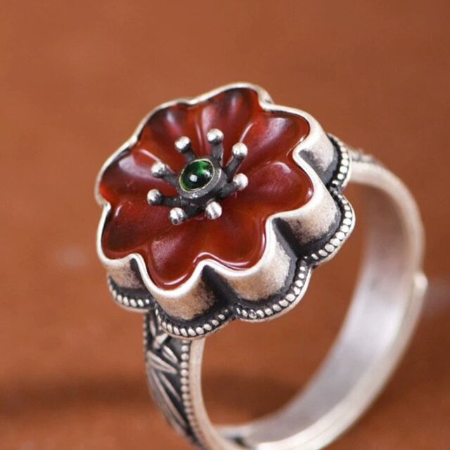 衣笠草の花のリング - 自然の美しさと伝統的な意匠が見事に融合　R364 衣笠草の花のリング - 自然の美しさと伝統的な意匠が見事に融合