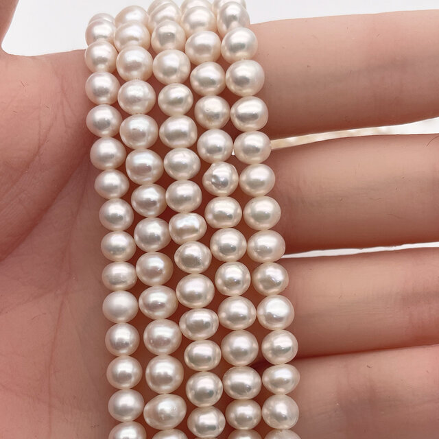 淡水パール 真珠 ポテト 5mm 6mm 小粒 セミラウンド ボタン ホワイト系 