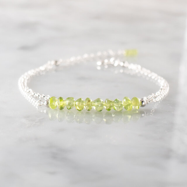 ペリドット＆シルバーチェーン＊2連ブレスレット～SV925