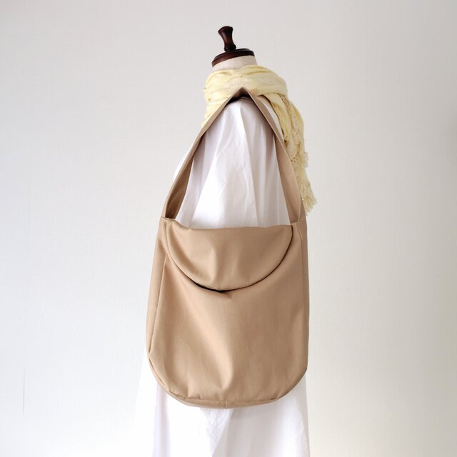 【情景バッグ】フラップワンショルダーバッグ／ベージュ